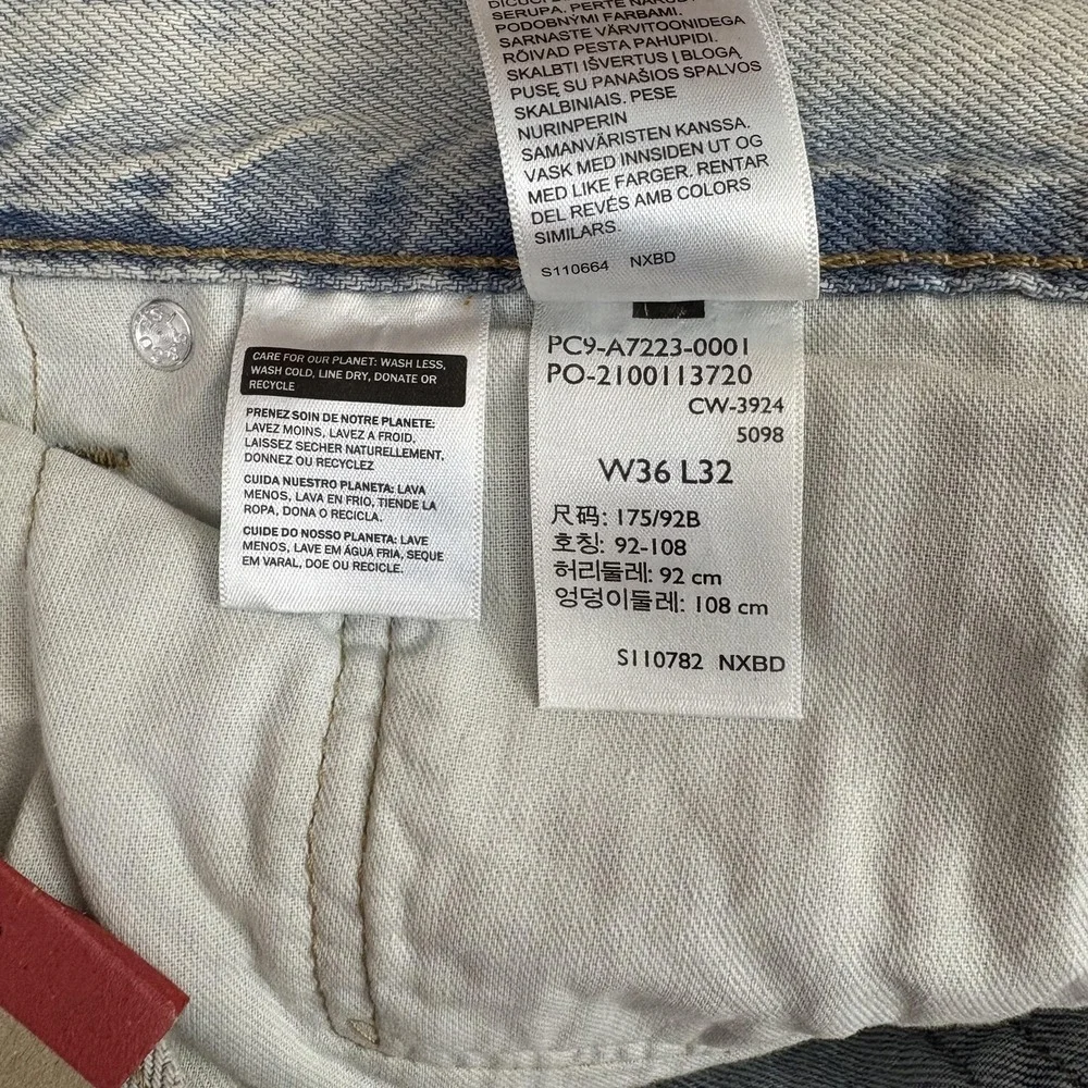 Levi's 555 '96 Relaxed Straight Jeans Mens 36x32 Light Blue Denim Zip Fly